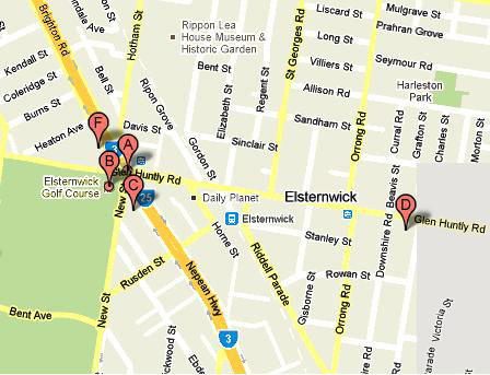 Map of Elsternwick Public Golf Course