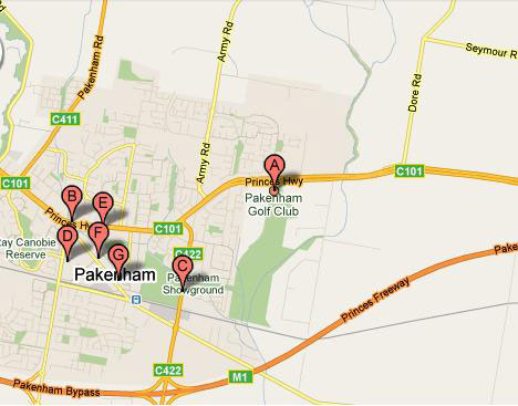 Map of Pakenham Golf Club