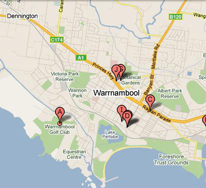 Map of Warrnambool Golf Club